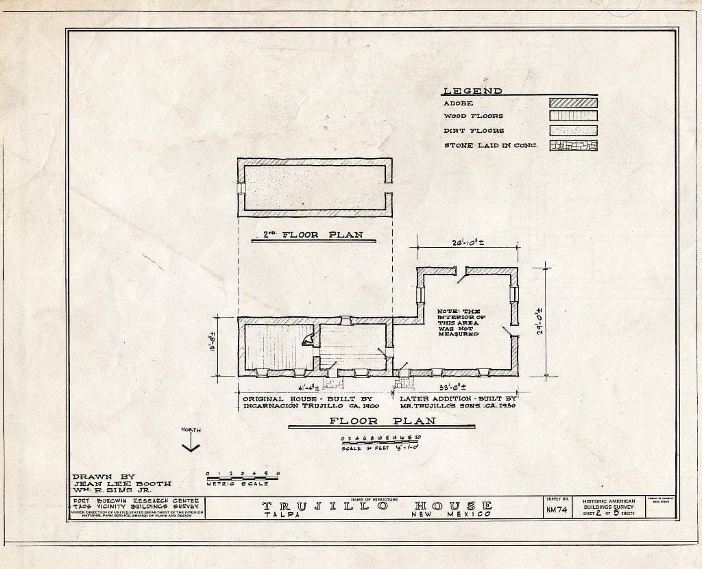 Blueprint HABS NM,28-TALP,2- (Sheet 2 of 5) - Trujillo House, Talpa, Taos County, NM