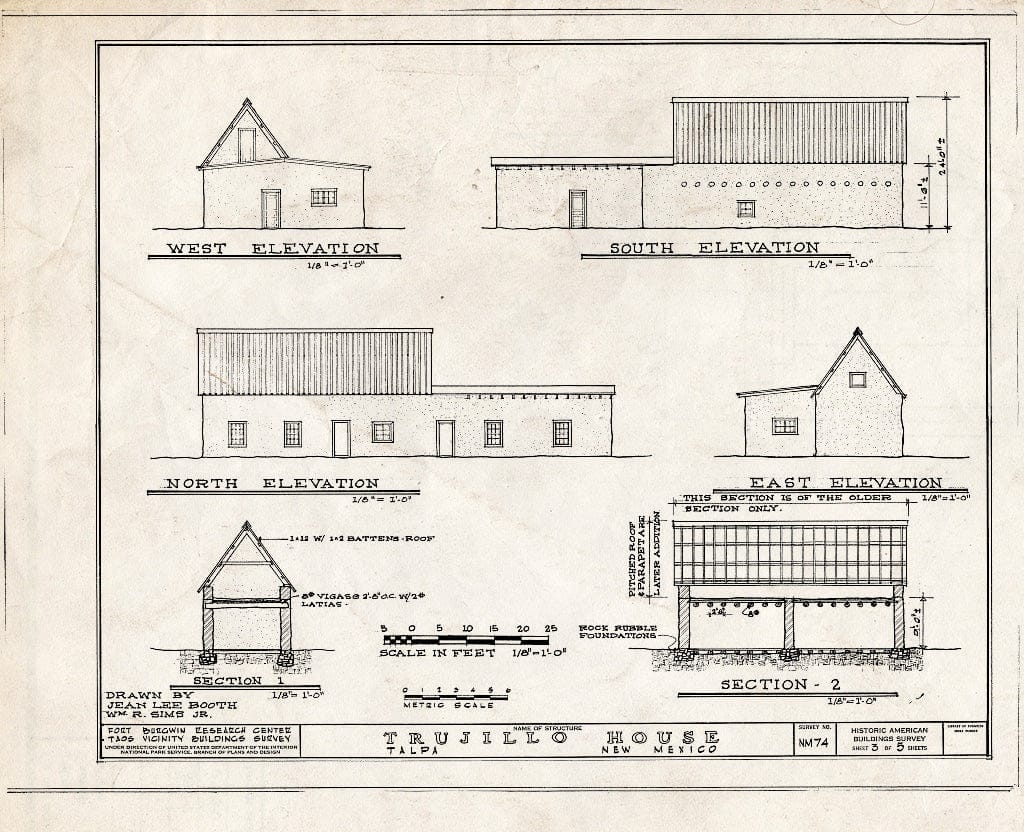 Blueprint HABS NM,28-TALP,2- (Sheet 3 of 5) - Trujillo House, Talpa, Taos County, NM