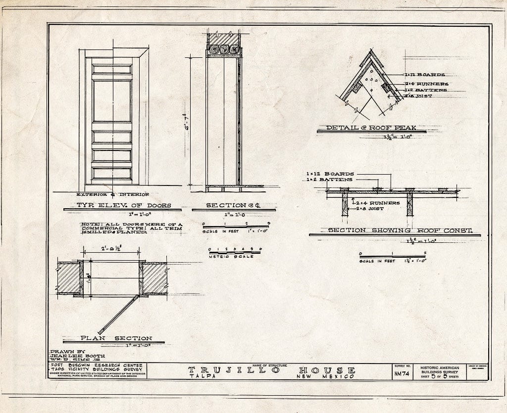 Blueprint HABS NM,28-TALP,2- (Sheet 5 of 5) - Trujillo House, Talpa, Taos County, NM