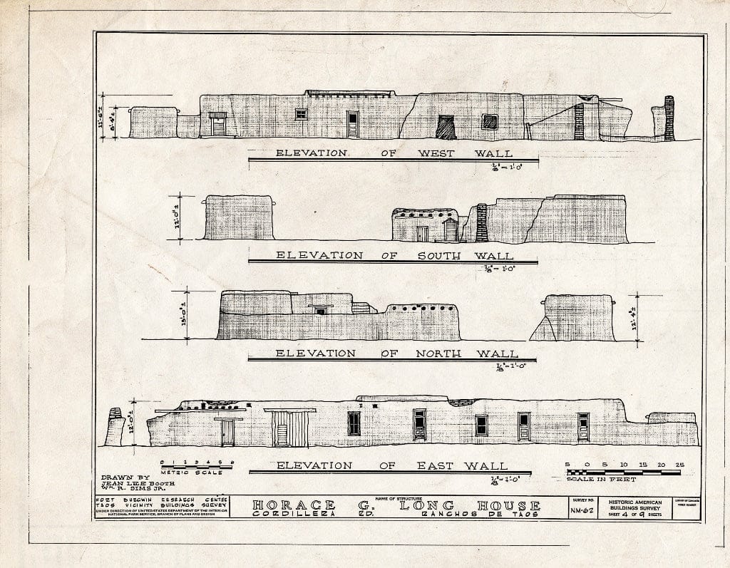 Blueprint HABS NM,28-RANTA,6- (Sheet 4 of 9) - Horace G. Long House, Ranchos de Taos, Taos County, NM