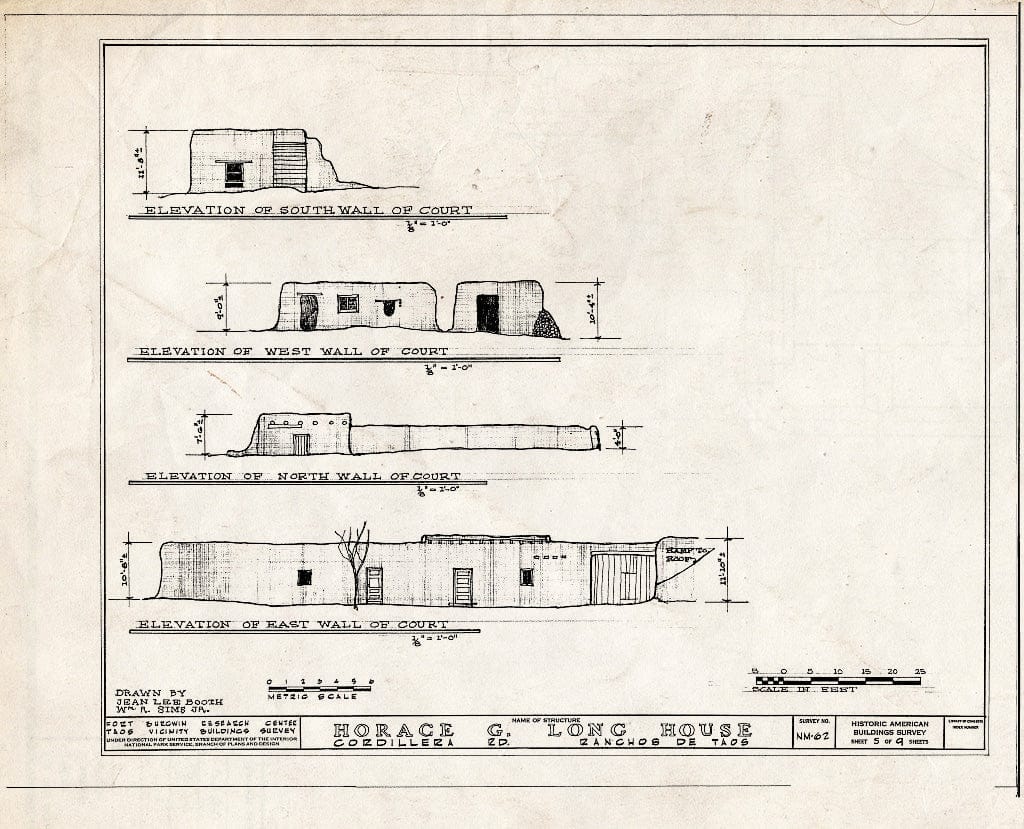 Blueprint HABS NM,28-RANTA,6- (Sheet 5 of 9) - Horace G. Long House, Ranchos de Taos, Taos County, NM