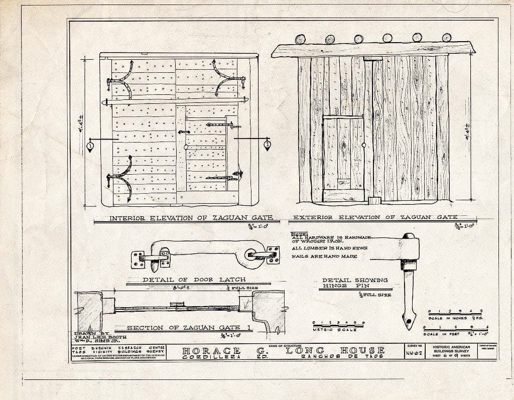Blueprint HABS NM,28-RANTA,6- (Sheet 6 of 9) - Horace G. Long House, Ranchos de Taos, Taos County, NM