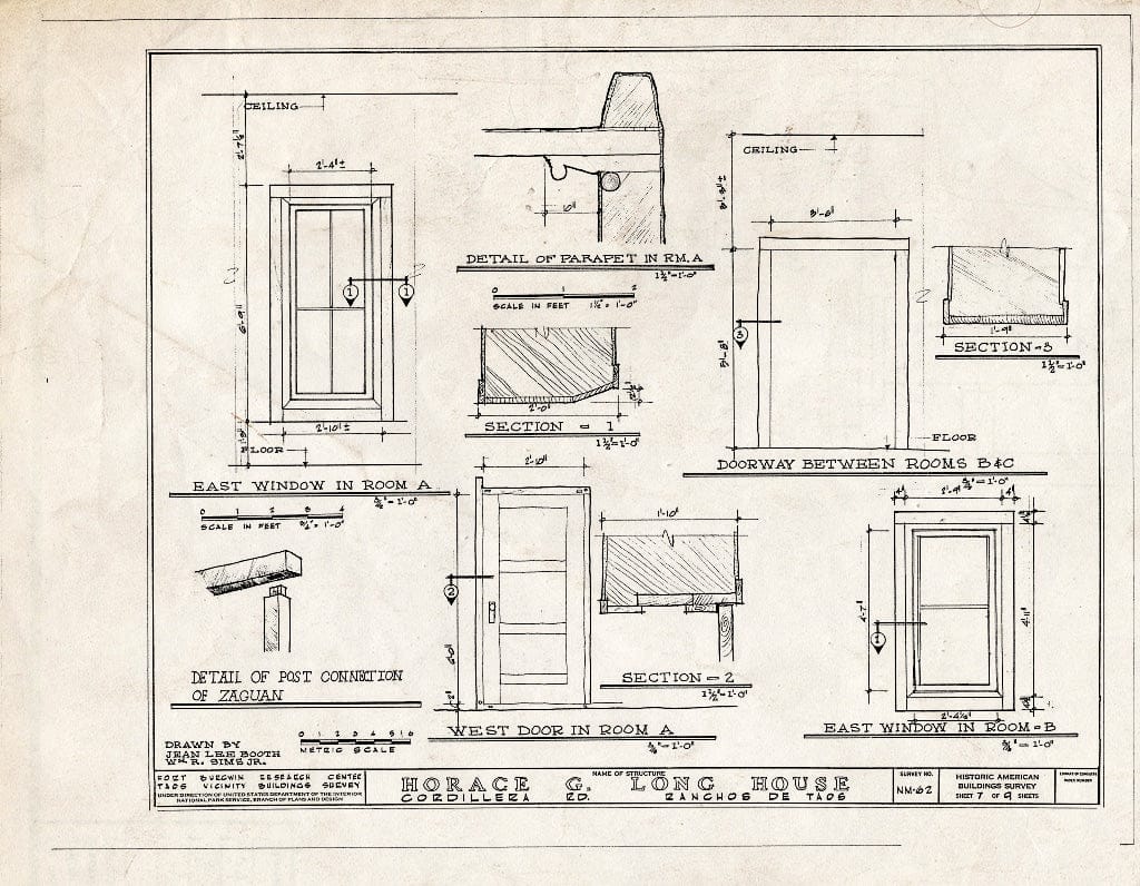Blueprint HABS NM,28-RANTA,6- (Sheet 7 of 9) - Horace G. Long House, Ranchos de Taos, Taos County, NM