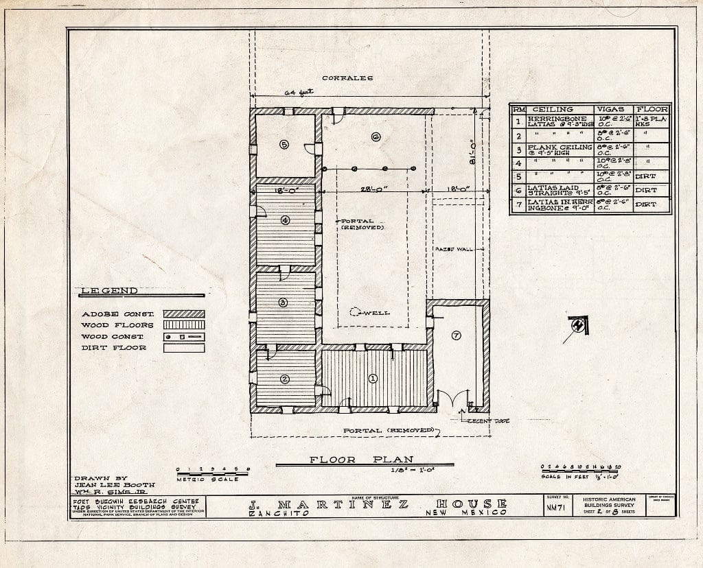Blueprint HABS NM,28-RANCHI,3- (Sheet 2 of 8) - Jose Maria Martinez House, Ranchito, Taos County, NM