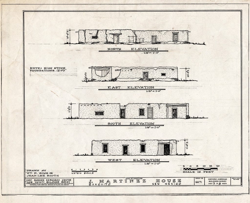 Blueprint HABS NM,28-RANCHI,3- (Sheet 3 of 8) - Jose Maria Martinez House, Ranchito, Taos County, NM