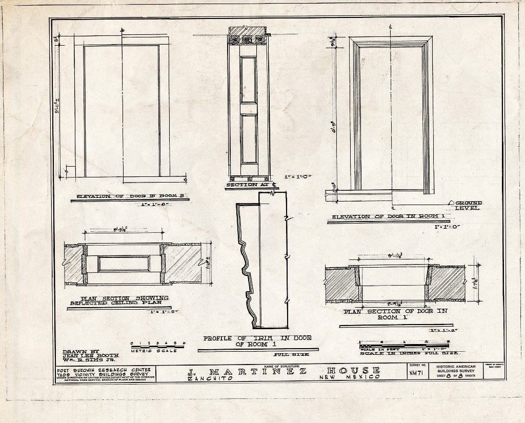 Blueprint HABS NM,28-RANCHI,3- (Sheet 8 of 8) - Jose Maria Martinez House, Ranchito, Taos County, NM
