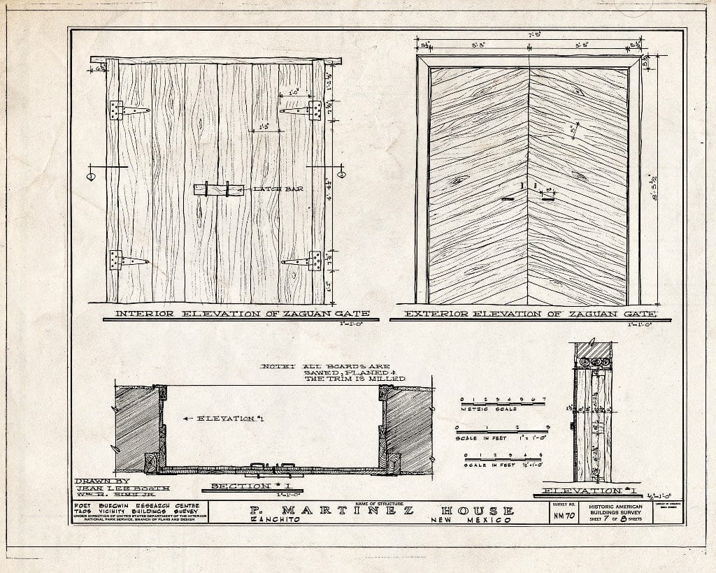 Blueprint HABS NM,28-RANCHI,2- (Sheet 7 of 8) - Pascual Maritnez House, Ranchito, Taos County, NM
