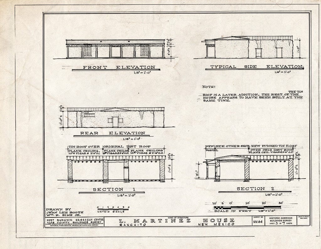 Blueprint HABS NM,28-RANCHI,1- (Sheet 3 of 7) - Leandro Martinez House, Ranchito, Taos County, NM