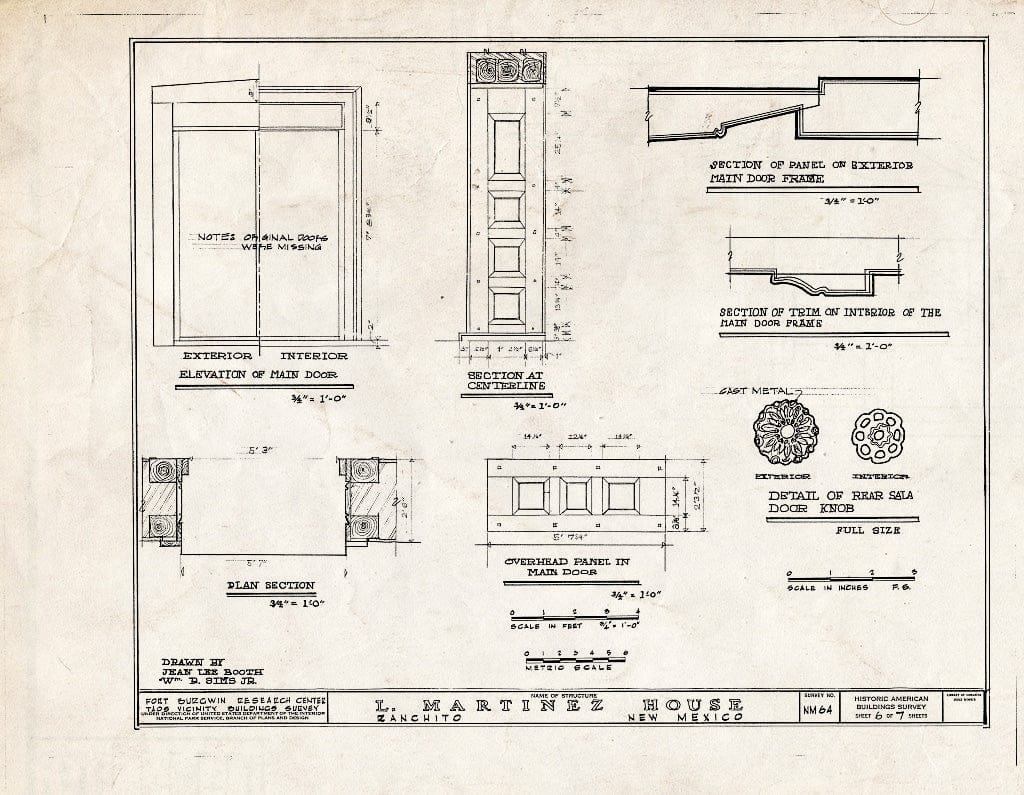 Blueprint HABS NM,28-RANCHI,1- (Sheet 6 of 7) - Leandro Martinez House, Ranchito, Taos County, NM