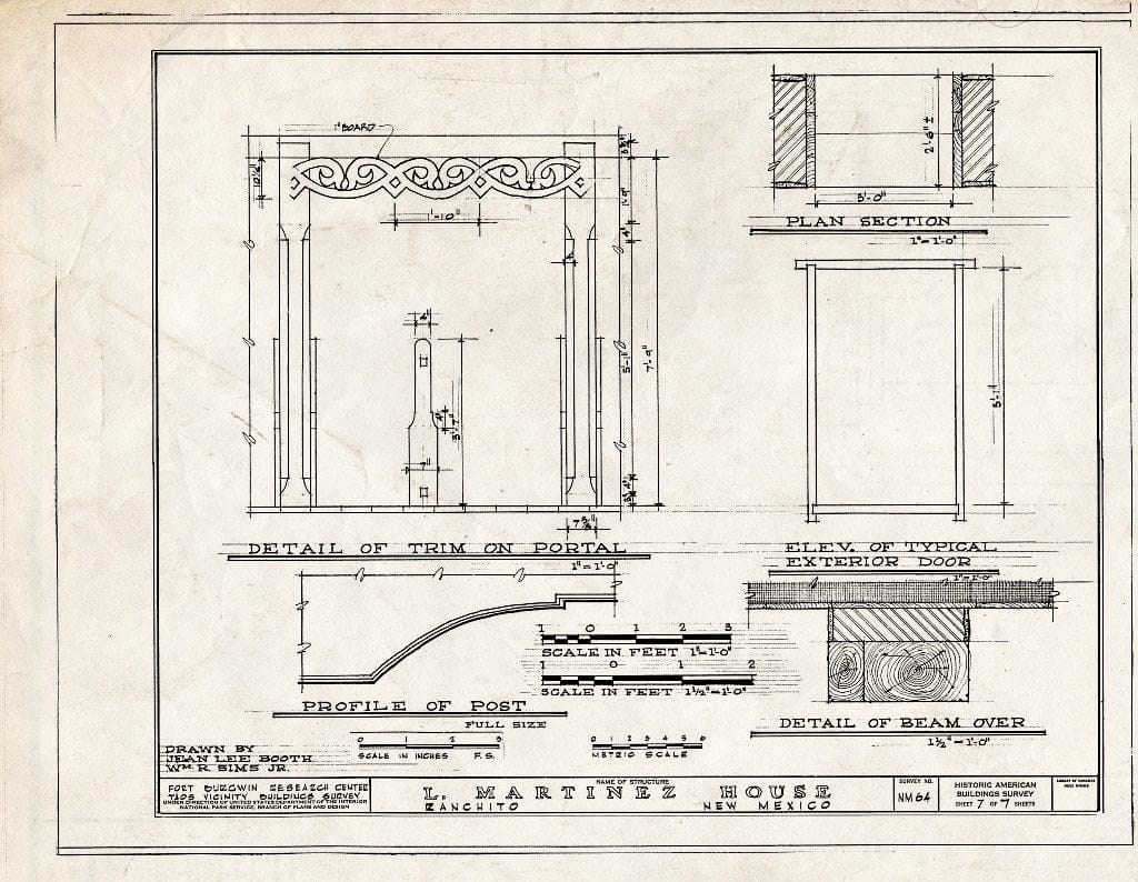 Blueprint HABS NM,28-RANCHI,1- (Sheet 7 of 7) - Leandro Martinez House, Ranchito, Taos County, NM