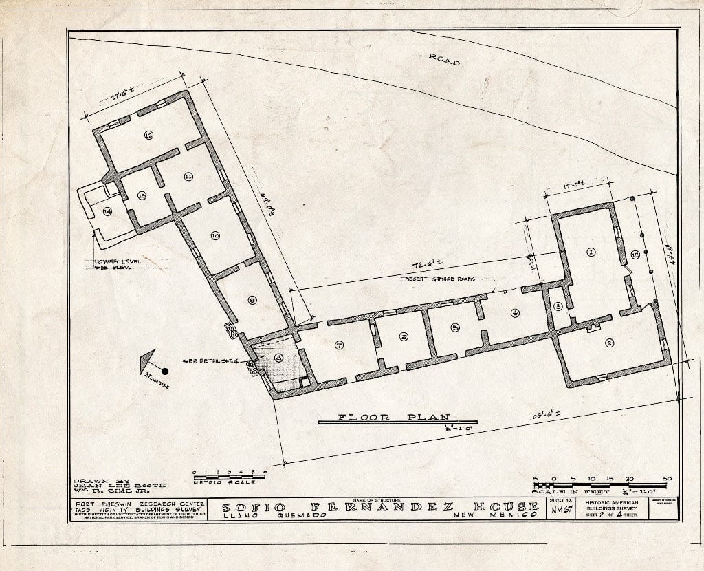 Blueprint HABS NM,28-Llano,1- (Sheet 2 of 4) - Sofio Fernandez House, Llano Quemado, Taos County, NM
