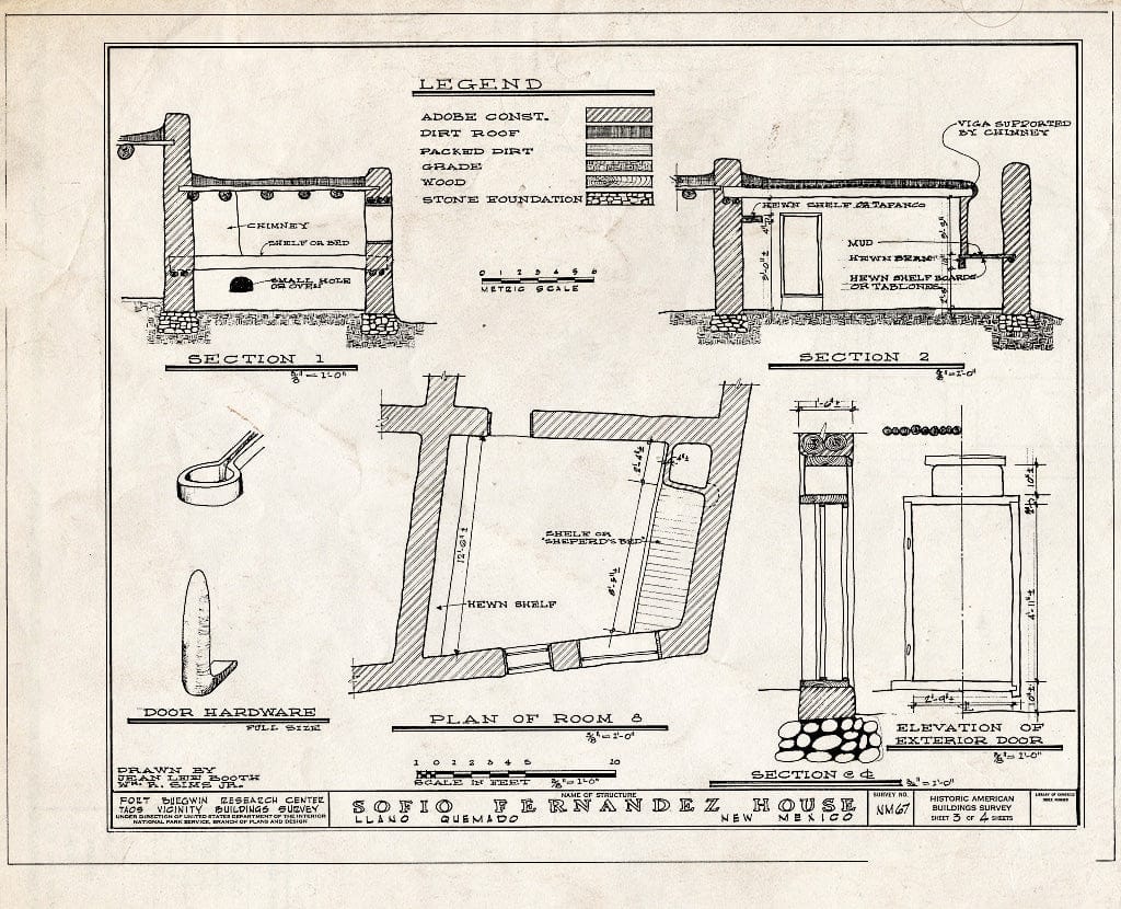 Blueprint HABS NM,28-Llano,1- (Sheet 3 of 4) - Sofio Fernandez House, Llano Quemado, Taos County, NM