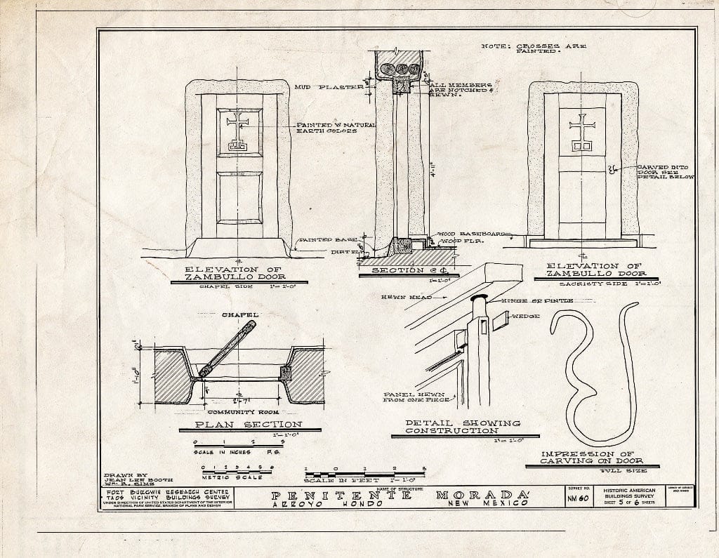 Blueprint HABS NM,28-ARROY,1- (Sheet 5 of 6) - Upper Penitente Morada Chapel, Arroyo Hondo, Taos County, NM