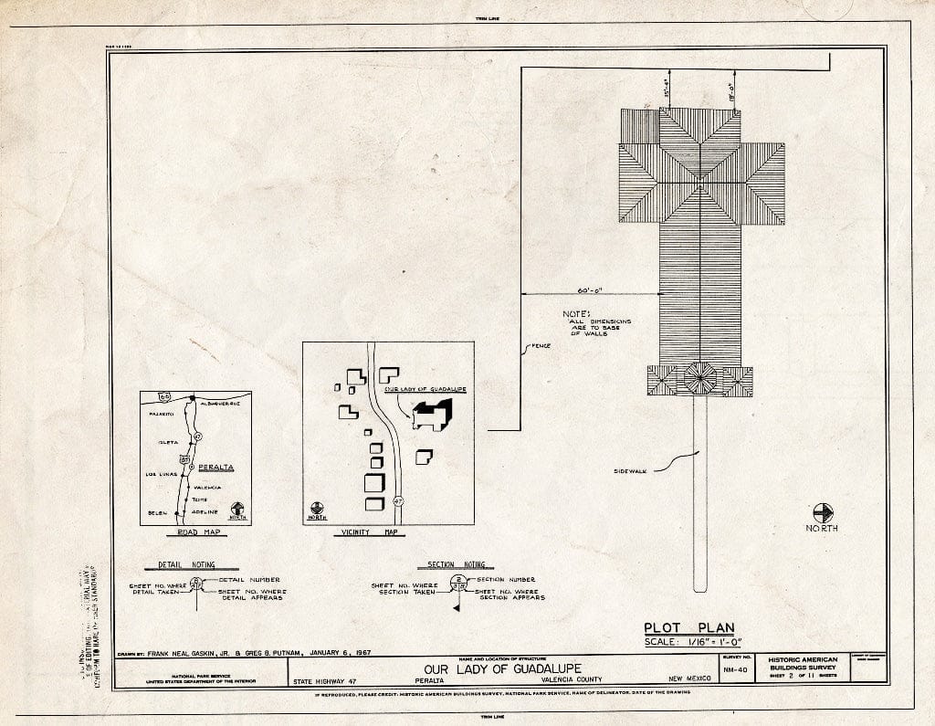 Blueprint HABS NM,31-PERAL,1- (Sheet 2 of 11) - Our Lady of Guadalupe, State Highway 47, Peralta, Valencia County, NM