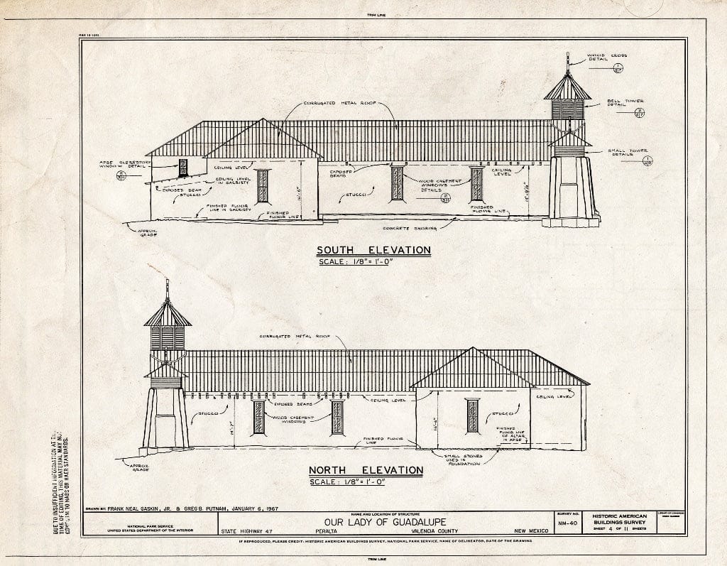 Blueprint HABS NM,31-PERAL,1- (Sheet 4 of 11) - Our Lady of Guadalupe, State Highway 47, Peralta, Valencia County, NM