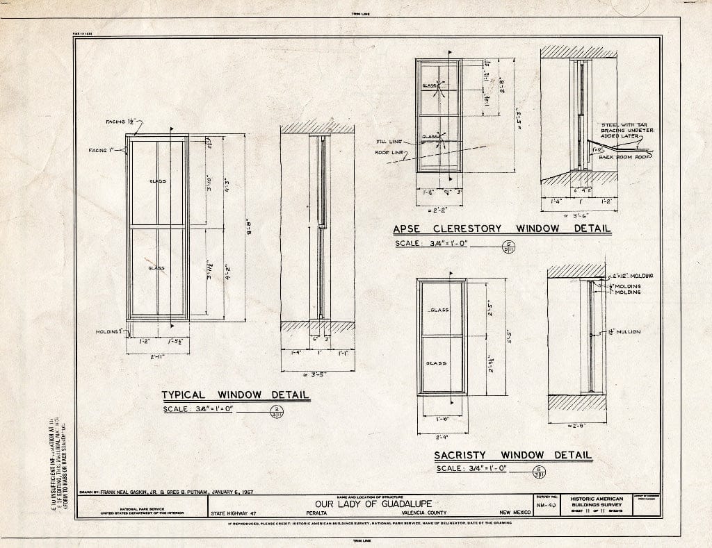 Blueprint HABS NM,31-PERAL,1- (Sheet 11 of 11) - Our Lady of Guadalupe, State Highway 47, Peralta, Valencia County, NM