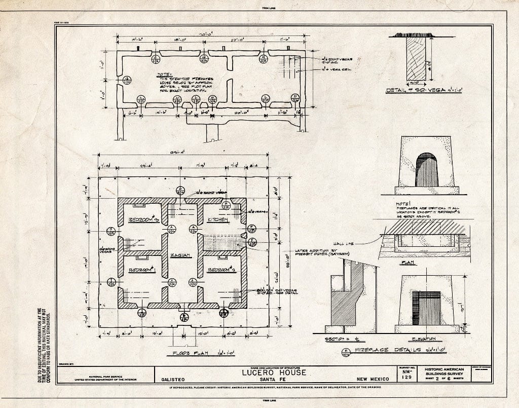 Blueprint HABS NM,25-GAL,2- (Sheet 2 of 6) - Lucero House, Galisteo, Santa Fe County, NM