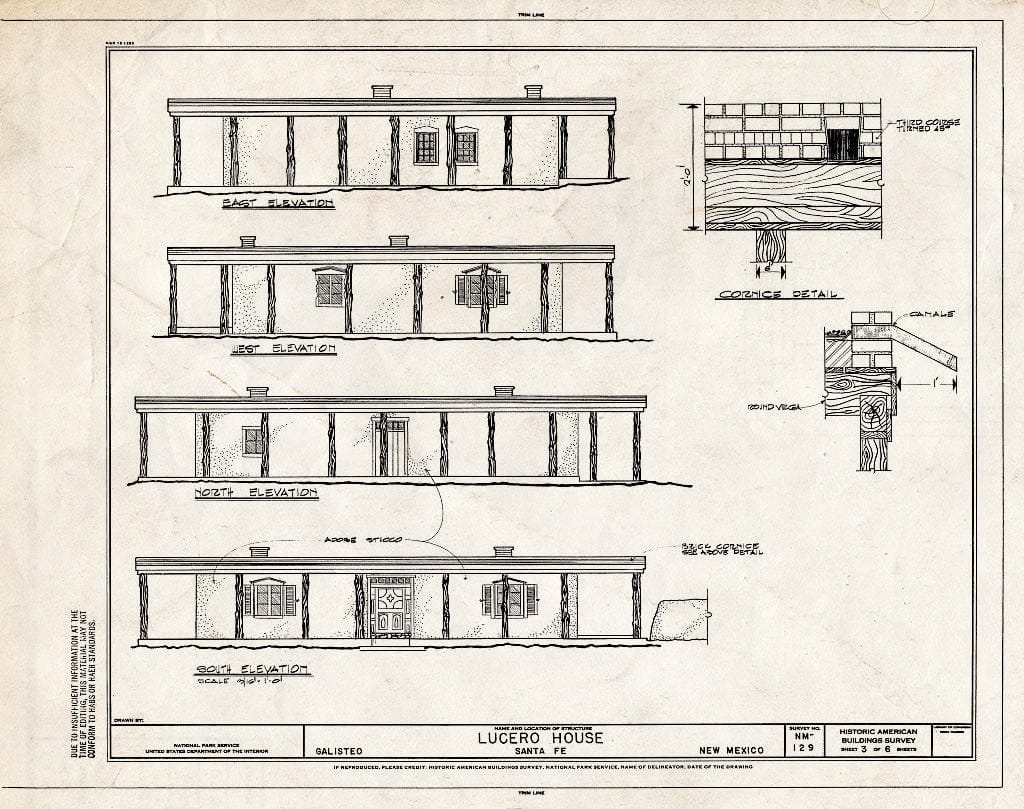 Blueprint HABS NM,25-GAL,2- (Sheet 3 of 6) - Lucero House, Galisteo, Santa Fe County, NM