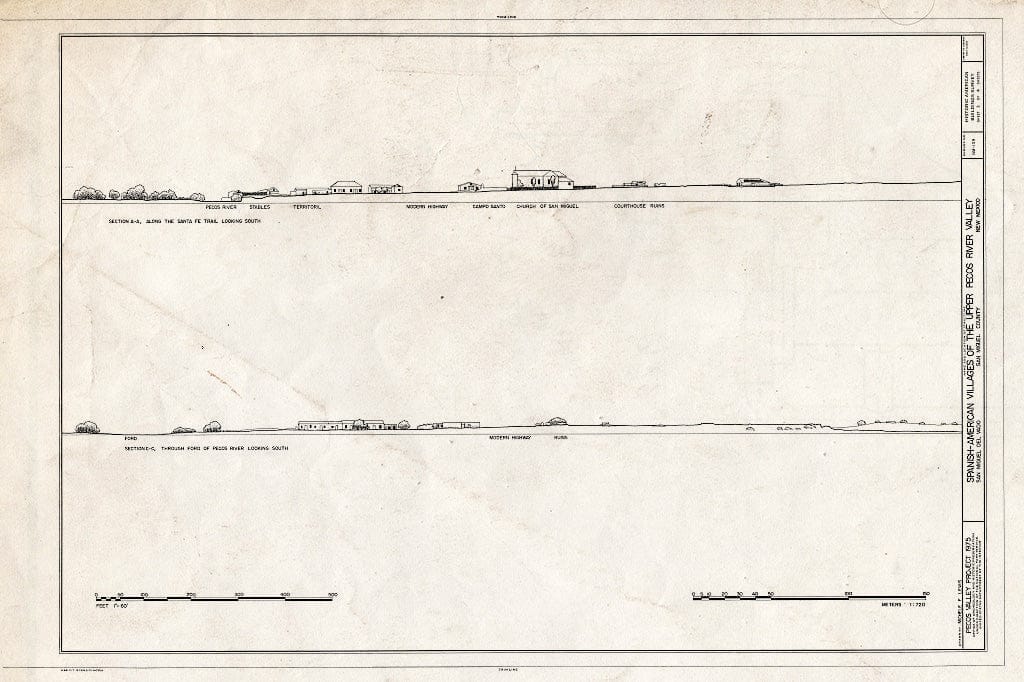 Blueprint Sections - San Miguel Del Vado, General View, Upper Pecos River Valley, San Miguel, San Miguel County, NM