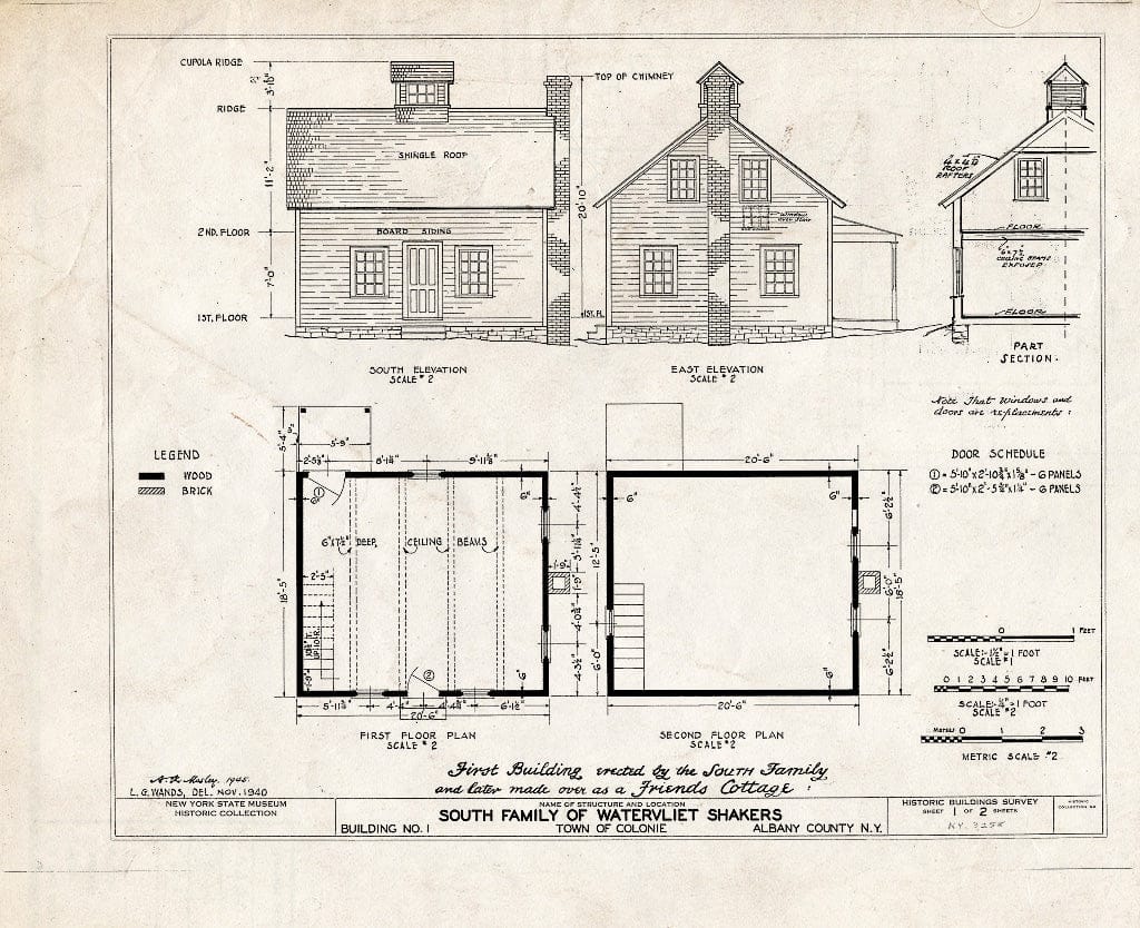 Blueprint HABS NY,1-COL,12- (Sheet 1 of 2) - Shaker South Family Cottage, Watervliet Shaker Road, Colonie Township, Watervliet, Albany County, NY