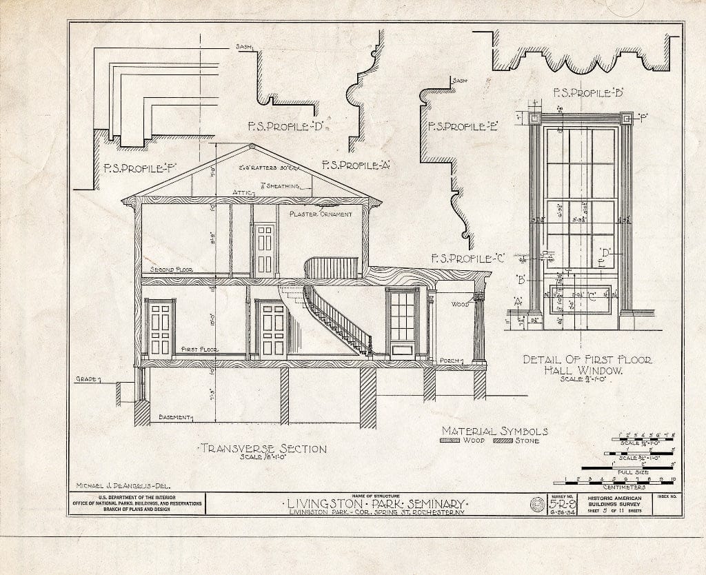 Blueprint HABS NY,28-Roch,7- (Sheet 5 of 11) - Livingston Park Seminary, 1 Livingston Park, Rochester, Monroe County, NY