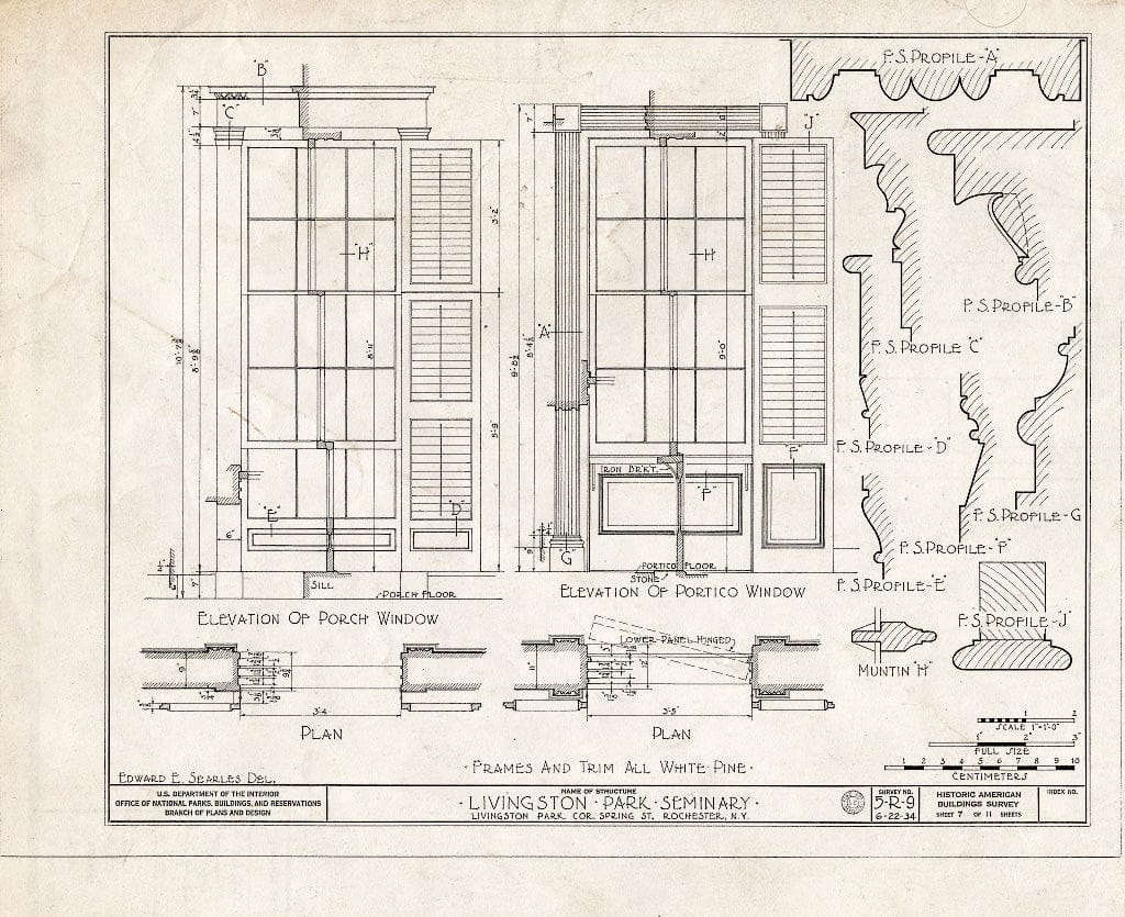 Blueprint HABS NY,28-Roch,7- (Sheet 7 of 11) - Livingston Park Seminary, 1 Livingston Park, Rochester, Monroe County, NY