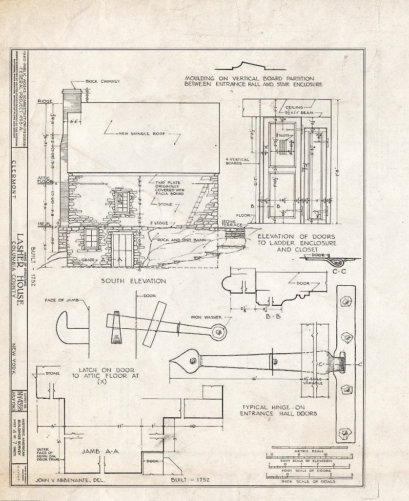 Blueprint HABS NY,11-Germ.V,1- (Sheet 4 of 7) - Lasher House, State Route 9G Vicinity, Germantown, Columbia County, NY