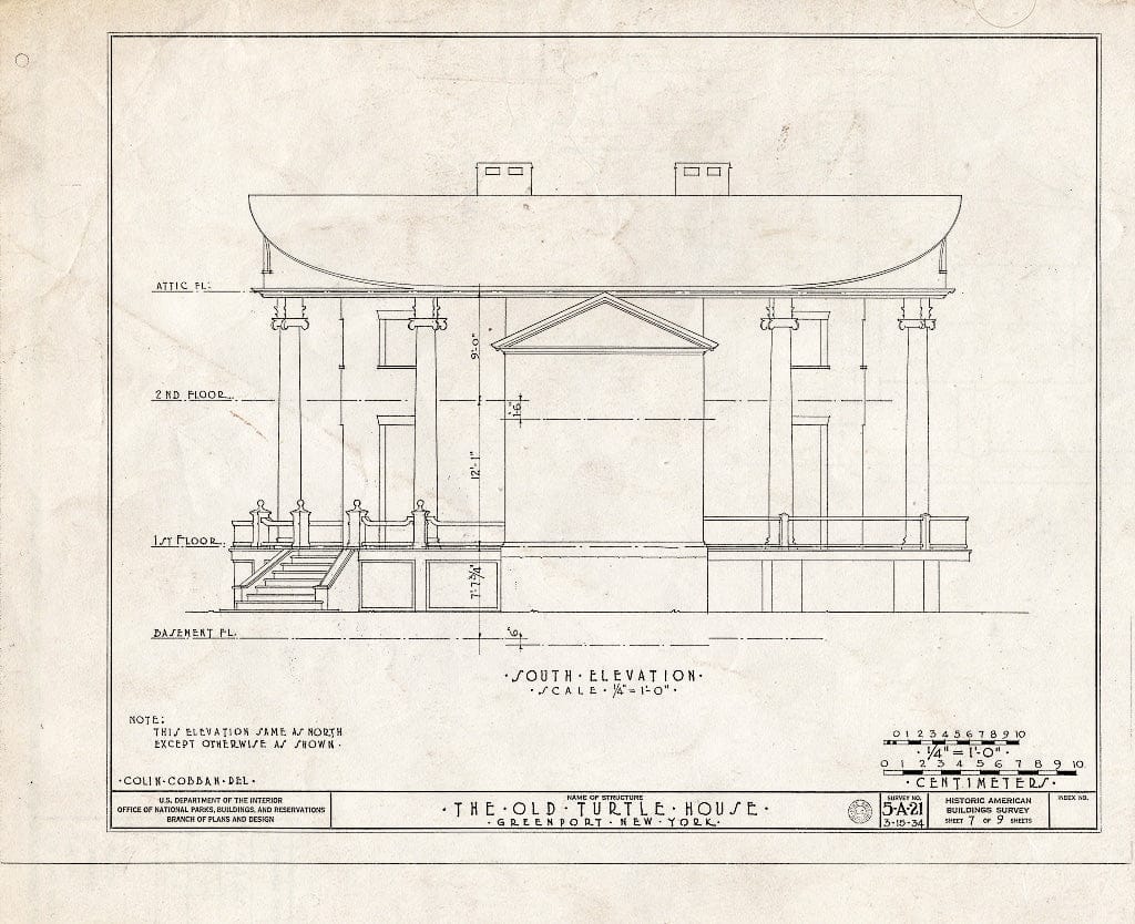 Blueprint HABS NY,11-GREPO,1- (Sheet 7 of 9) - Old Turtle House, Post Road, Greenport Center, Columbia County, NY