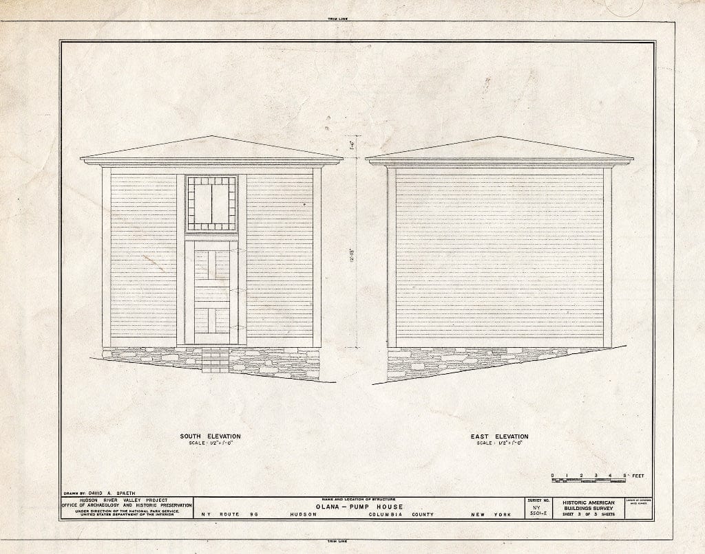 Blueprint HABS NY,11-HUD,1E- (Sheet 3 of 3) - Olana, Pump House, State Route 9G, Hudson, Columbia County, NY
