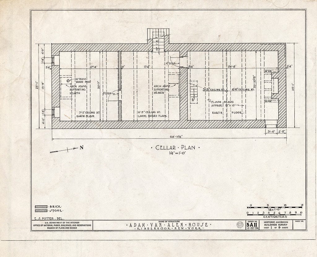 Blueprint HABS NY,11-KINHO,1- (Sheet 1 of 9) - Adam Van Alen House, Kinderhook Creek Vicinity, Kinderhook, Columbia County, NY