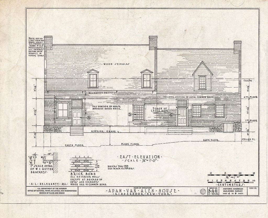 Blueprint HABS NY,11-KINHO,1- (Sheet 4 of 9) - Adam Van Alen House, Kinderhook Creek Vicinity, Kinderhook, Columbia County, NY