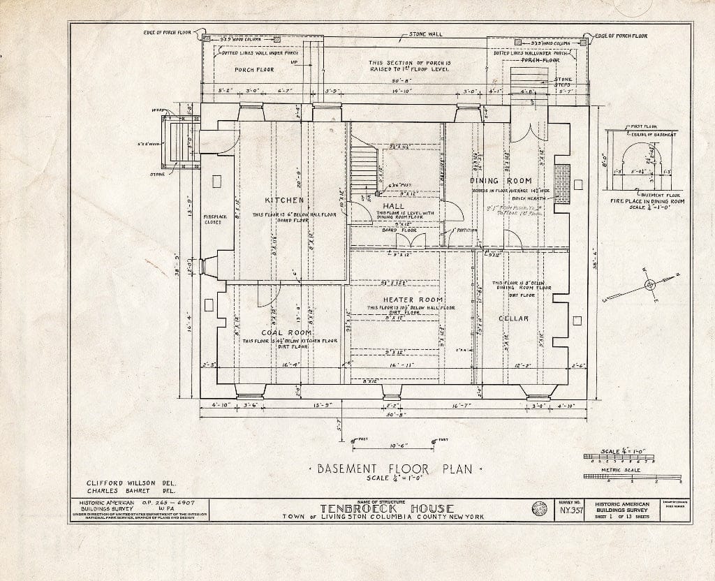 Blueprint HABS NY,11-LIV.V,1- (Sheet 1 of 13) - Ten Broeck House, County Highway 82, Livingston, Columbia County, NY