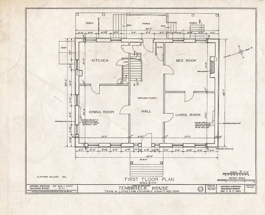 Blueprint HABS NY,11-LIV.V,1- (Sheet 2 of 13) - Ten Broeck House, County Highway 82, Livingston, Columbia County, NY