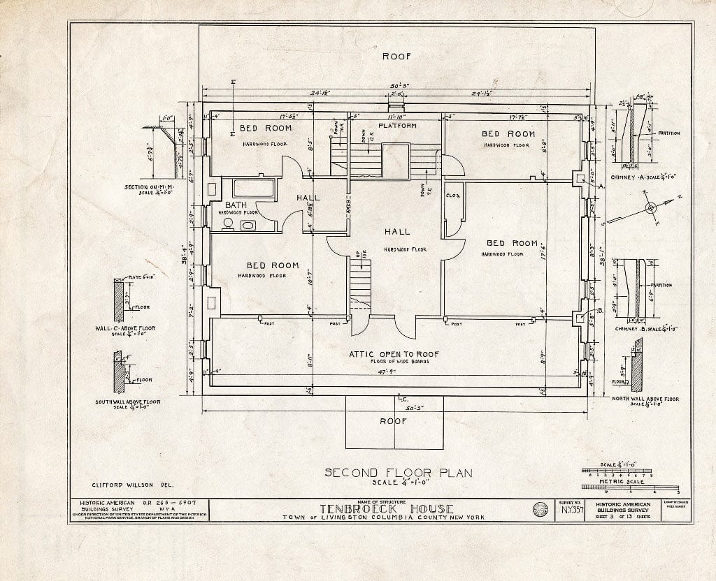 Blueprint HABS NY,11-LIV.V,1- (Sheet 3 of 13) - Ten Broeck House, County Highway 82, Livingston, Columbia County, NY