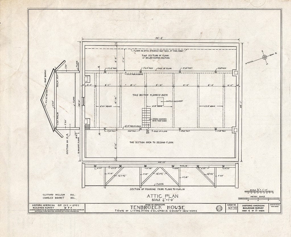 Blueprint HABS NY,11-LIV.V,1- (Sheet 4 of 13) - Ten Broeck House, County Highway 82, Livingston, Columbia County, NY