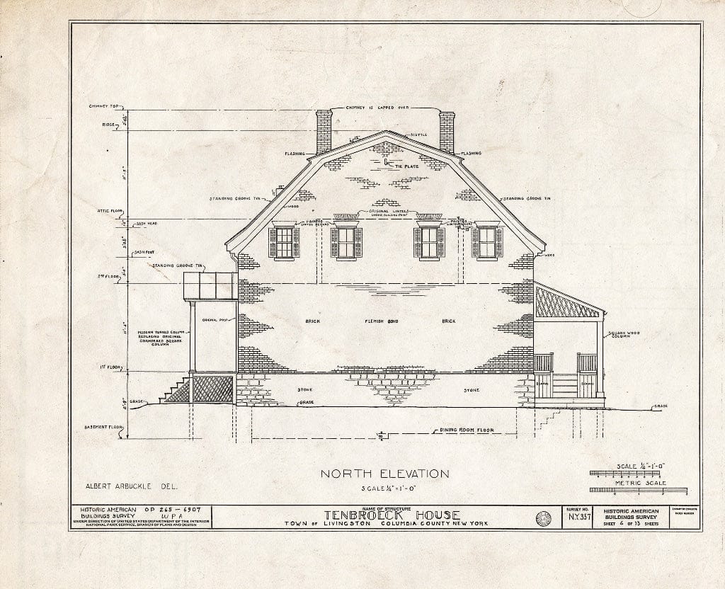 Blueprint HABS NY,11-LIV.V,1- (Sheet 6 of 13) - Ten Broeck House, County Highway 82, Livingston, Columbia County, NY