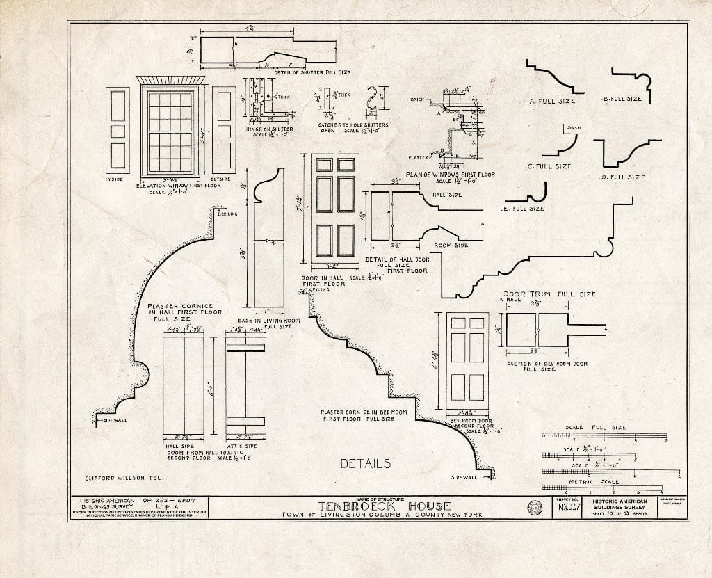 Blueprint HABS NY,11-LIV.V,1- (Sheet 10 of 13) - Ten Broeck House, County Highway 82, Livingston, Columbia County, NY