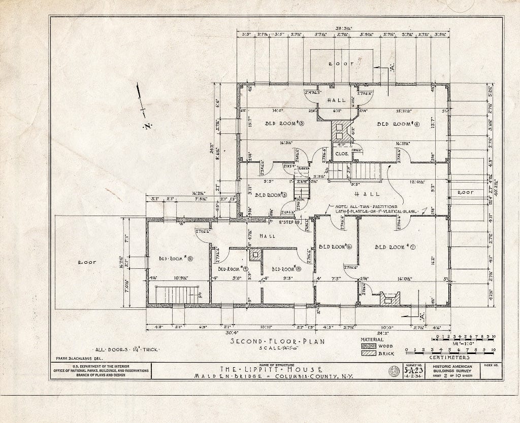 Blueprint HABS NY,11-MALB,1- (Sheet 2 of 10) - Lippitt House, State Routes 204 & 66, Malden Bridge, Columbia County, NY