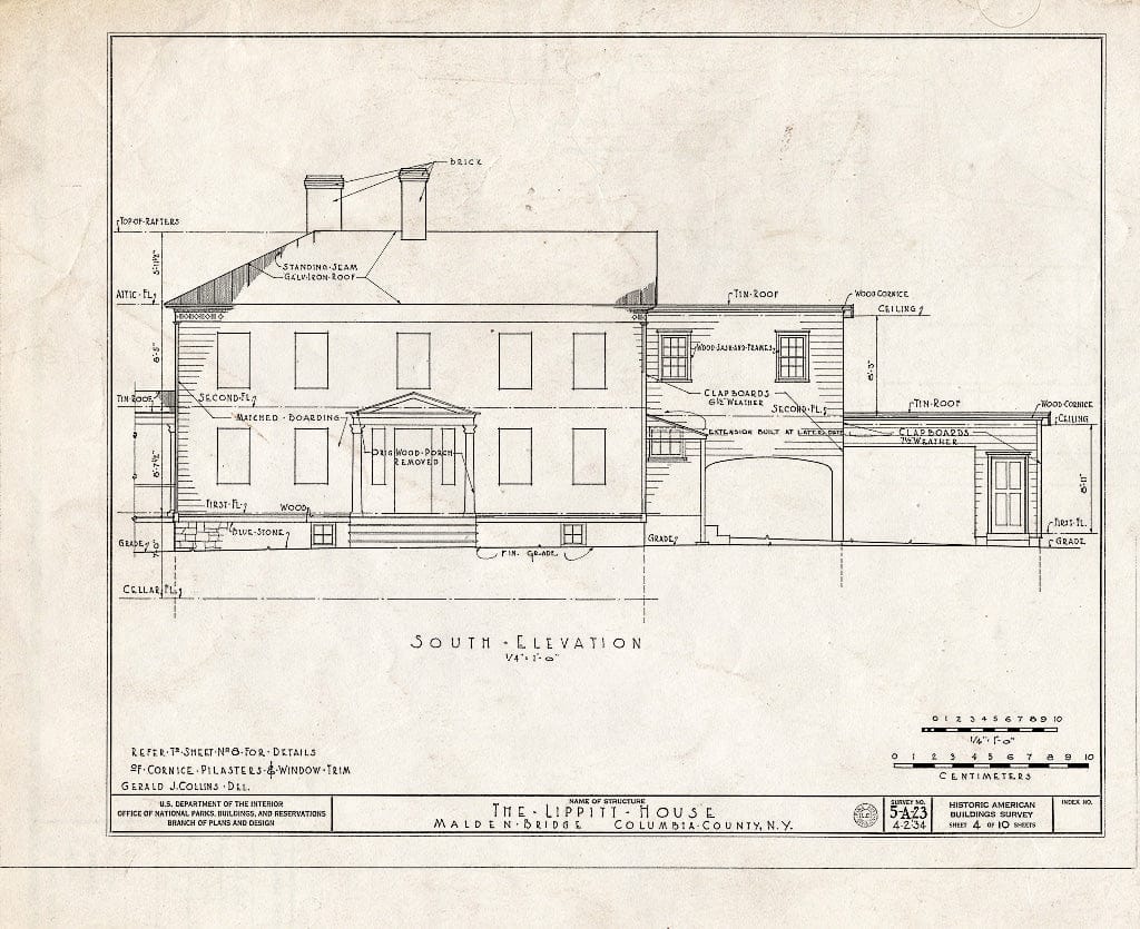 Blueprint HABS NY,11-MALB,1- (Sheet 4 of 10) - Lippitt House, State Routes 204 & 66, Malden Bridge, Columbia County, NY