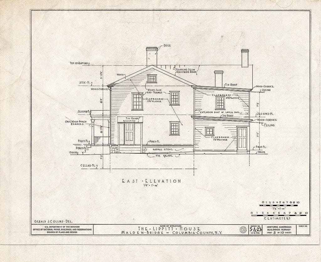 Blueprint HABS NY,11-MALB,1- (Sheet 5 of 10) - Lippitt House, State Routes 204 & 66, Malden Bridge, Columbia County, NY
