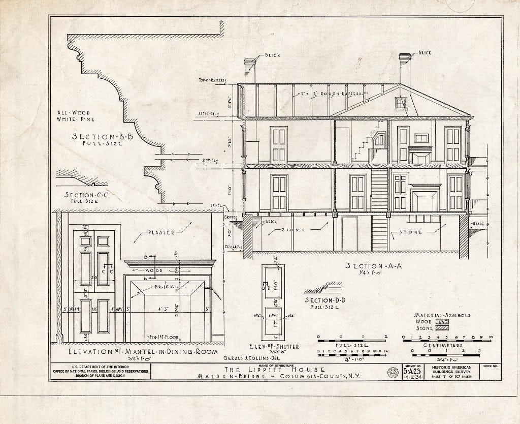 Blueprint HABS NY,11-MALB,1- (Sheet 7 of 10) - Lippitt House, State Routes 204 & 66, Malden Bridge, Columbia County, NY