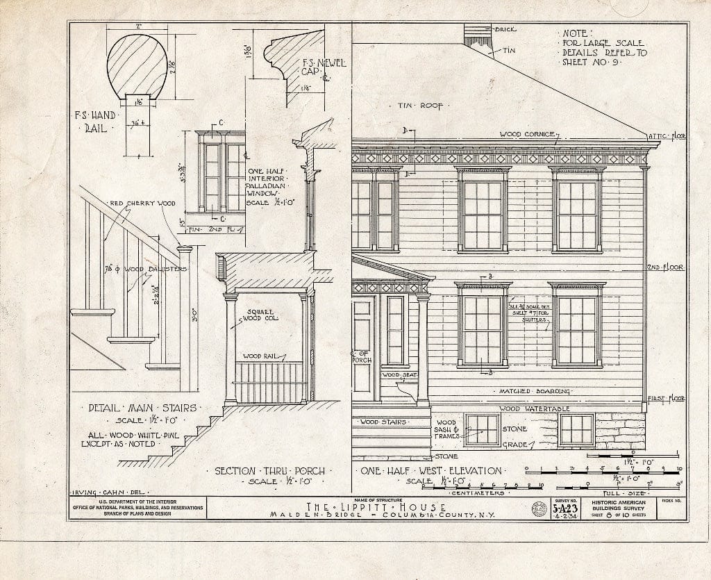 Blueprint HABS NY,11-MALB,1- (Sheet 8 of 10) - Lippitt House, State Routes 204 & 66, Malden Bridge, Columbia County, NY