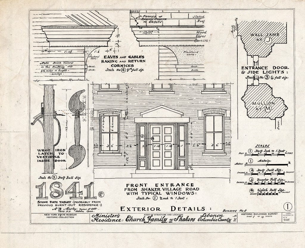 Blueprint HABS NY,11-NELEB.V,6- (Sheet 1 of 4) - Shaker Ministry's Shop, Shaker Road, New Lebanon, Columbia County, NY