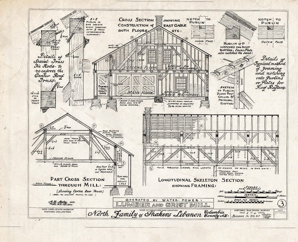 Blueprint HABS NY,11-NELEB.V,33- (Sheet 3 of 4) - Shaker North Family, Lumber & Grist Mill, Shaker Road, New Lebanon, Columbia County, NY