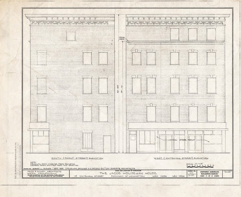 Blueprint HABS NY,31-NEYO,126- (Sheet 3 of 3) - Jacob Houseman House, 49 Whitehall Street, New York County, NY
