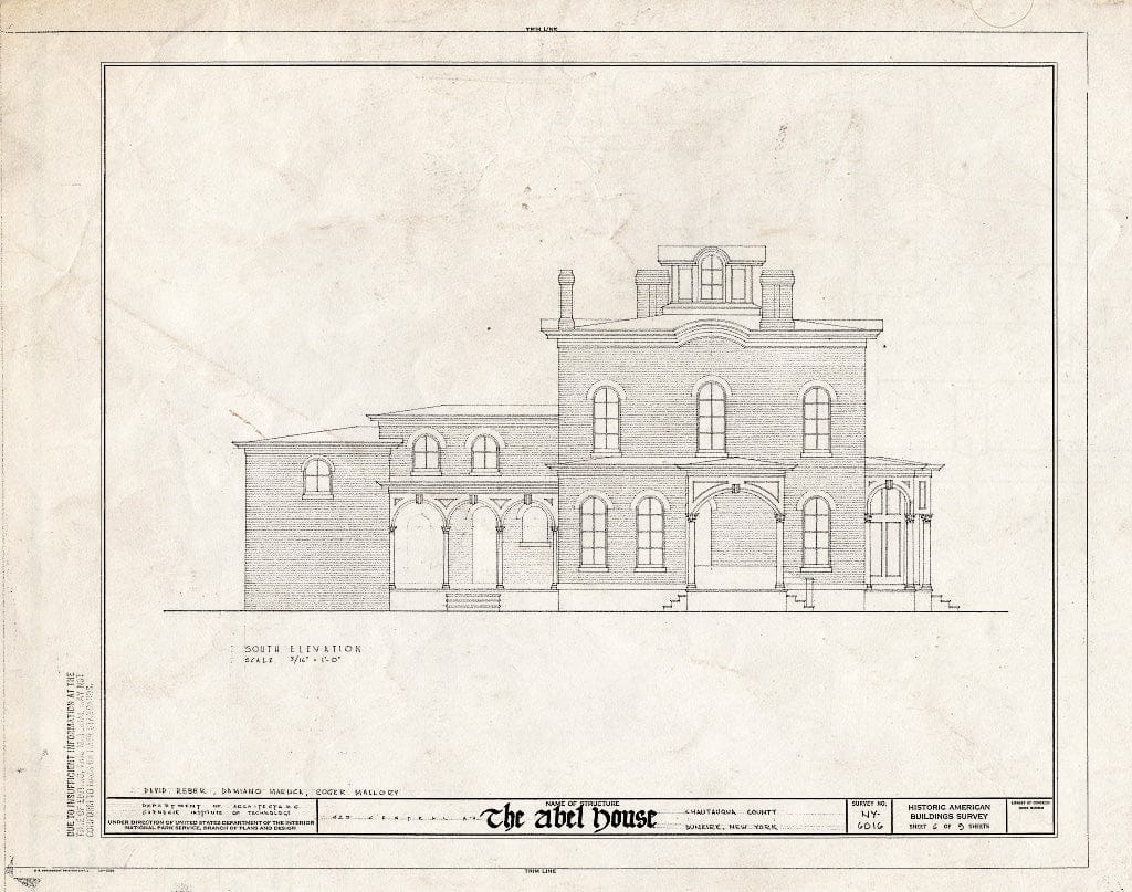Blueprint HABS NY,7-Dunk,1- (Sheet 6 of 9) - ABEL House, 429 Central Avenue, Dunkirk, Chautauqua County, NY