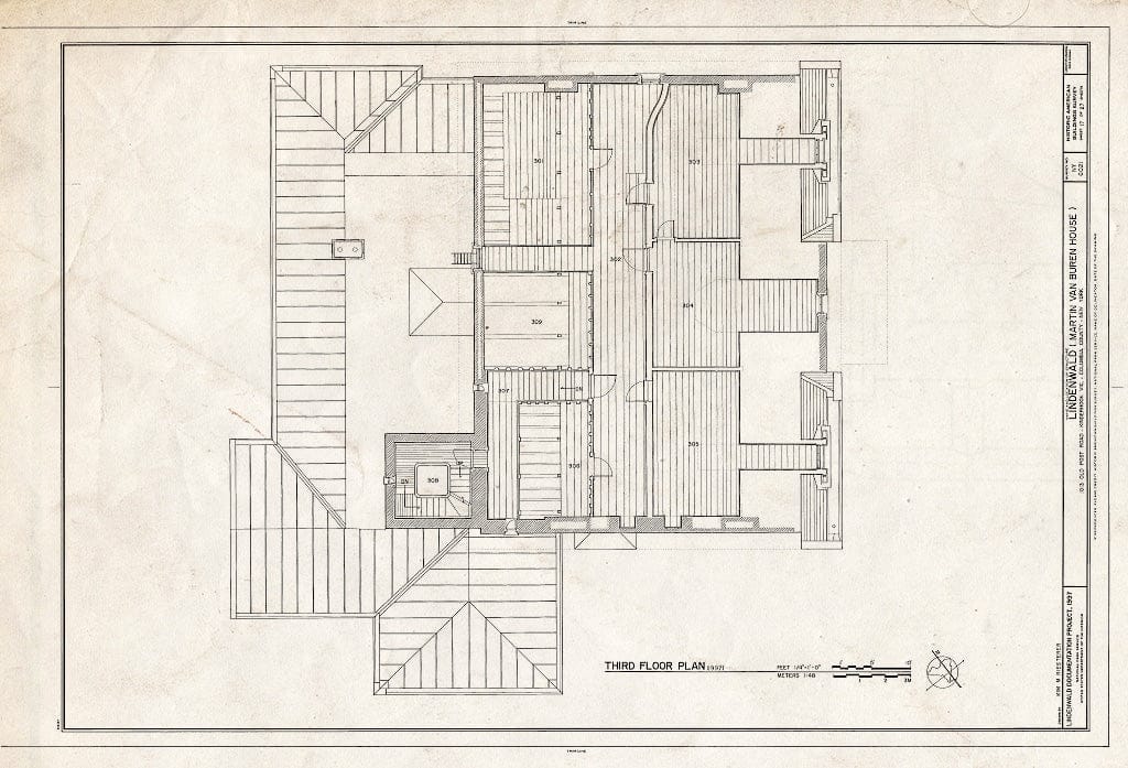 Blueprint HABS NY,11-KINHO.V,1- (Sheet 17 of 27) - Lindenwald, 1013 Old Post Road, Kinderhook, Columbia County, NY