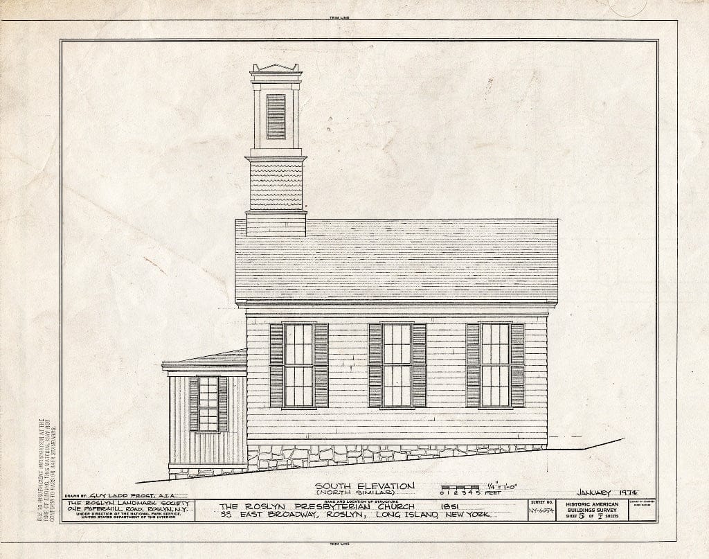 Blueprint HABS NY,30-ROS,5- (Sheet 5 of 7) - Roslyn Presbyterian Church, 33 East Broadway, Roslyn, Nassau County, NY