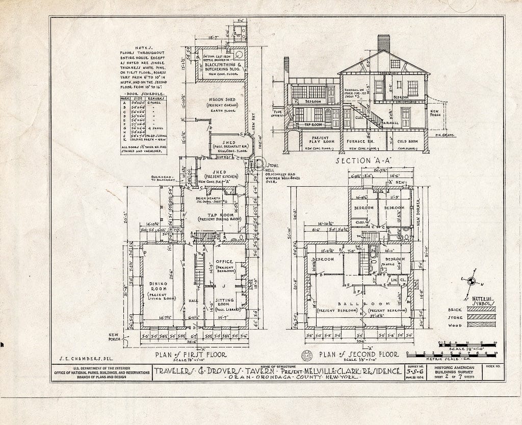 Blueprint HABS NY,34-ORA,1- (Sheet 2 of 7) - Travelers' & Drovers' Tavern, Cherry Valley Turnpike, Oran, Onondaga County, NY