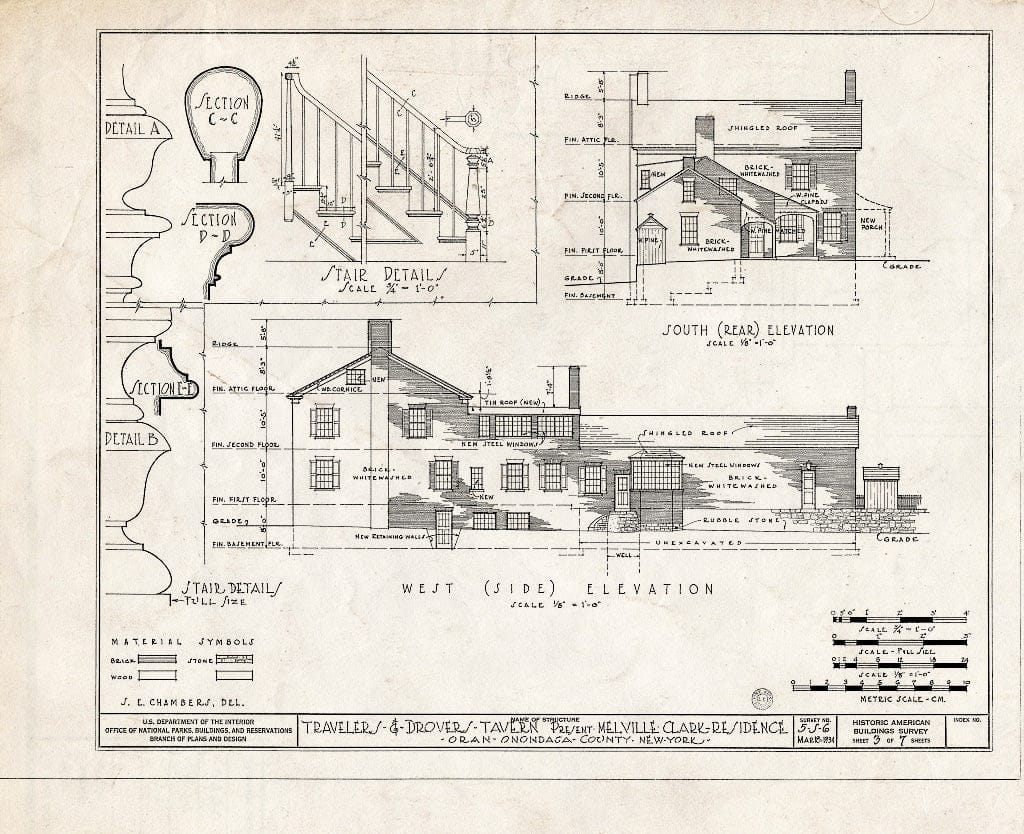 Blueprint HABS NY,34-ORA,1- (Sheet 3 of 7) - Travelers' & Drovers' Tavern, Cherry Valley Turnpike, Oran, Onondaga County, NY